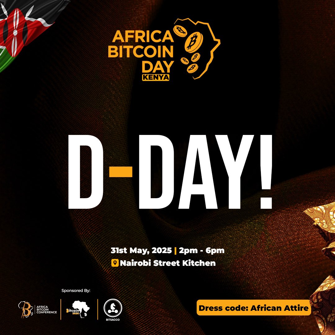 It’s finally here – AFRICAN BITCOIN DAY is TODAY! 🚀🇰🇪🌍

We’re now counting down the hours to one of the most anticipated Bitcoin events in Kenya!!!
Get ready for a power-packed, impactful, and insightful afternoon filled with learning, connection, celebration, and African