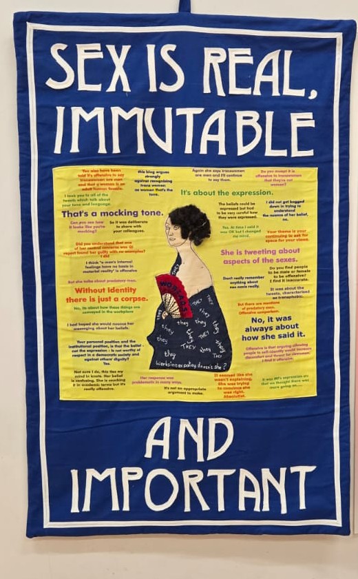 crit_gen's tweet photo. My banner dedicated to Maya Forstater and her fight for sex-based rights. On display today at @Women_Create_UK https://t.co/elqj5j65mv
