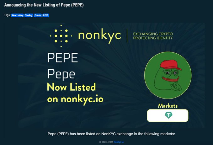 NonKYC Exchange Listed Tari (XTM), Esher (ESH), Cronos (CRO), Pepe (PEPE), Toncoin (TON), Maker (MKR), Bonk (BONK), dogwifhat (WIF), and Fartcoin (FARTCOIN)