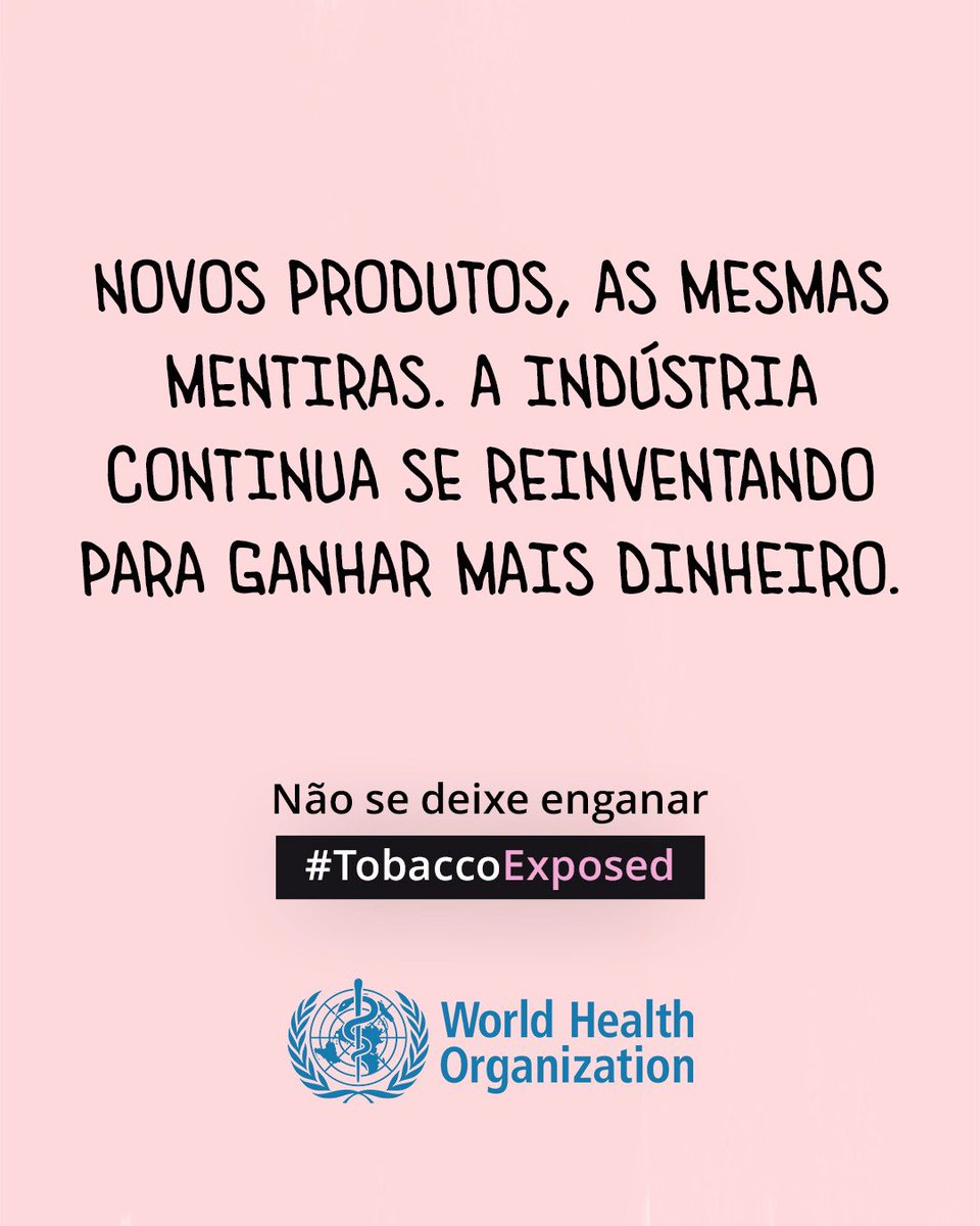 As indústrias do tabaco e da nicotina não conseguem esconder a dura verdade.

Seja cigarro ou vape, TODOS os produtos com tabaco e nicotina são viciantes e prejudiciais à saúde.

#TabacoExposto

Hoje é o Dia Mundial sem Tabaco vamos expor essas indústrias!