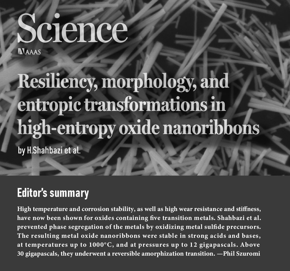 haizem_'s tweet image. Enjoy reading!

#UIC #highentropy #nanomaterials #sciencemagazine

Resiliency, morphology, and entropic transformations in high-entropy oxide nanoribbons science.altmetric.com/details/177529…