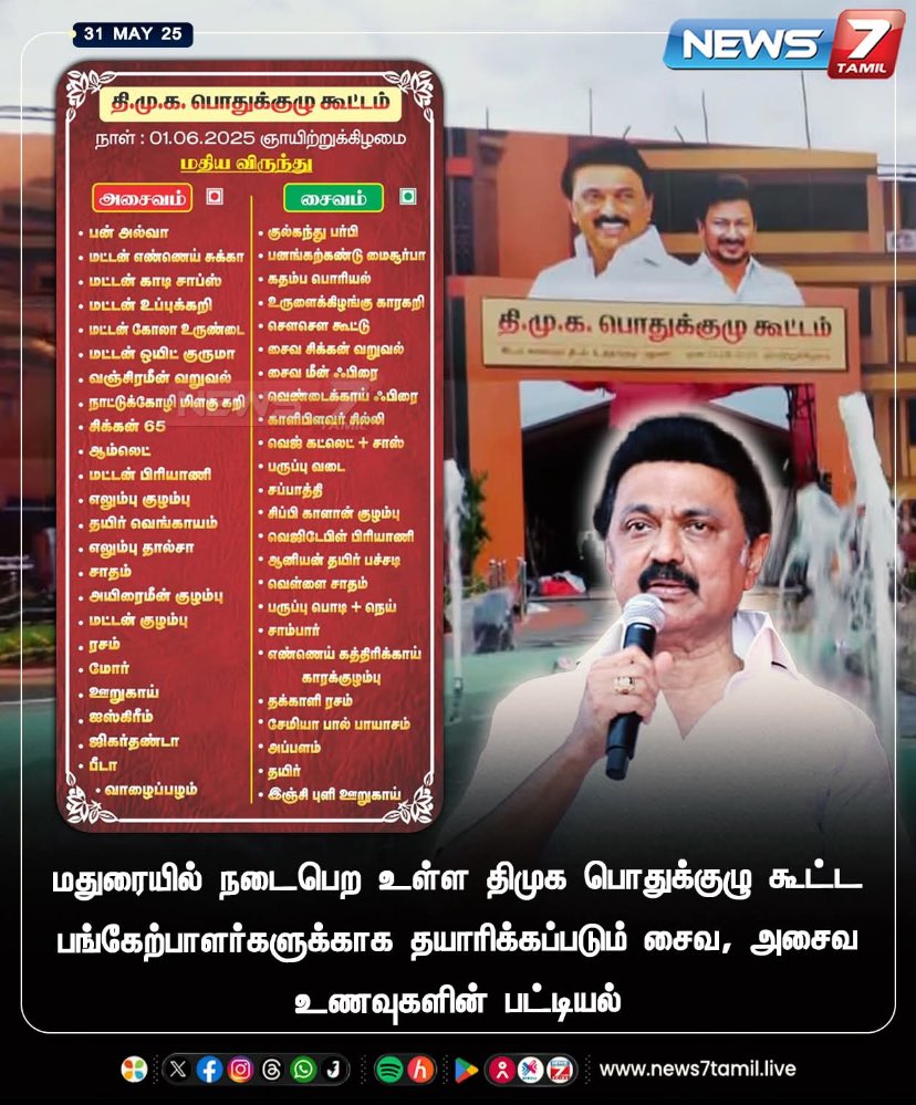 திமுக பொதுக்குழு கூட்டத்திற்கான இந்த அசைவ உணவுப் பட்டியல்ல பீப் ஃபிரை, பன்றிக்கறி வறுவல்ன்னு எதாவது ஒன்னு மட்டும் தப்பித் தவறி சேர்ந்து இருந்திருக்கனும் அப்ப தெரிஞ்சிருக்கும் #திமுக கட்சிக்குள்ள இருக்க உண்மையான சமூகநீதி.. சமத்துவம்.. லொட்டு லொசுக்கு எல்லாம்.. #உணவுத்_தீண்டாமை