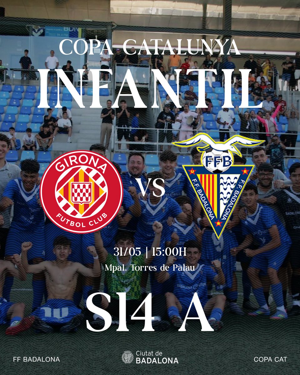 🏆 𝐄́𝐒 𝐃𝐈𝐀 𝐃𝐄 𝐂𝐎𝐏𝐀 𝐂𝐀𝐓𝐀𝐋𝐔𝐍𝐘𝐀!

El nostre Infantil A (S14) s’enfronta avui al Girona FC en unes semifinals de molt nivell! 🔥

📍 Avui a les 15h
📌 Municipal Torres de Palau (Girona)
🆚 Girona FC