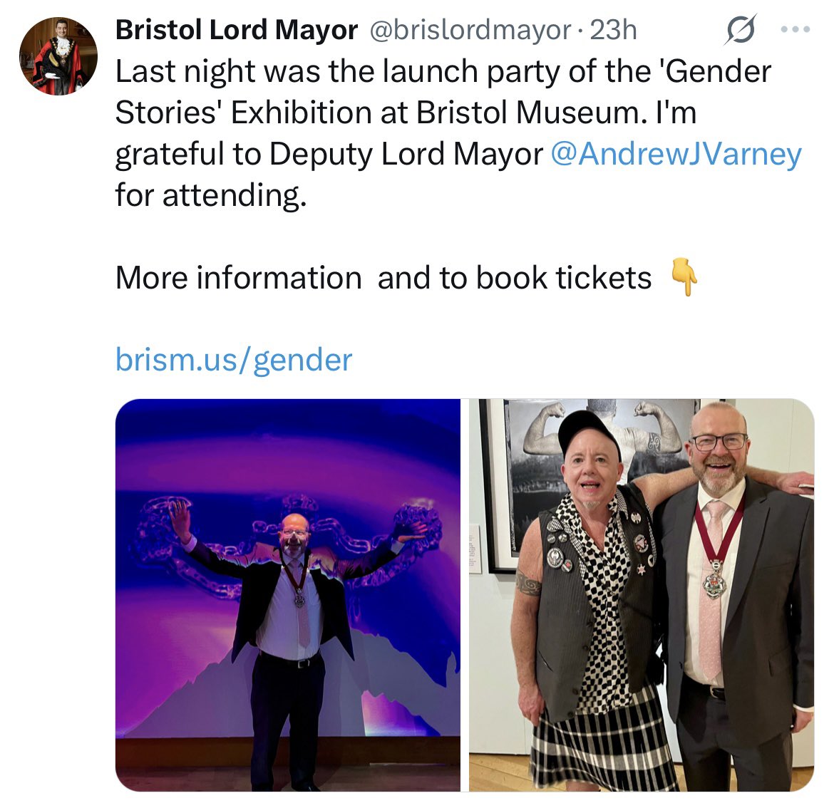 James Esses (@jamesesses) on Twitter photo It appears that the Lord Mayor of Bristol (<a href="/brislordmayor/">Bristol Lord Mayor</a>) also supports the mutilation of women’s bodies. It appears that the Lord Mayor of Bristol (<a href="/brislordmayor/">Bristol Lord Mayor</a>) also supports the mutilation of women’s bodies.