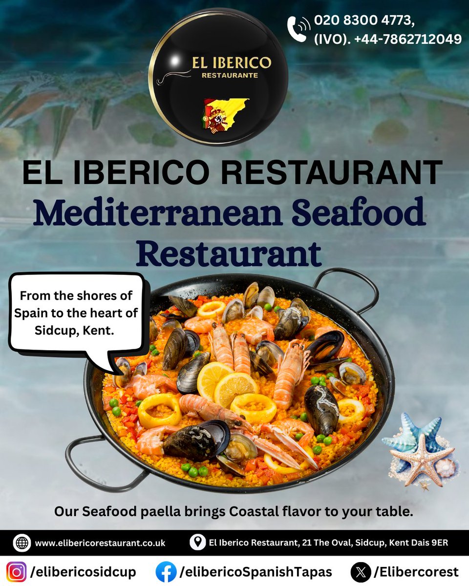 🌐 www.elibericorestaurant.co.uk
☎️ 020 8300 4773
📱 (Ivo) +44 7862712049

From the Shores of Spain to the Heart of Sidcup
Experience the rich, authentic flavors of the Mediterranean—right here in Kent.
#ElIbericoSidcup #MediterraneanFlavours #SeafoodLovers #TasteOfSpain #ElIberico