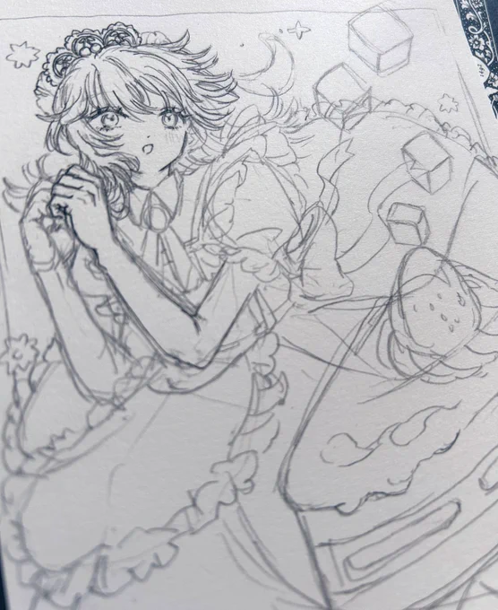 今日販売するイラストです!
角砂糖とショートケーキ🤤 