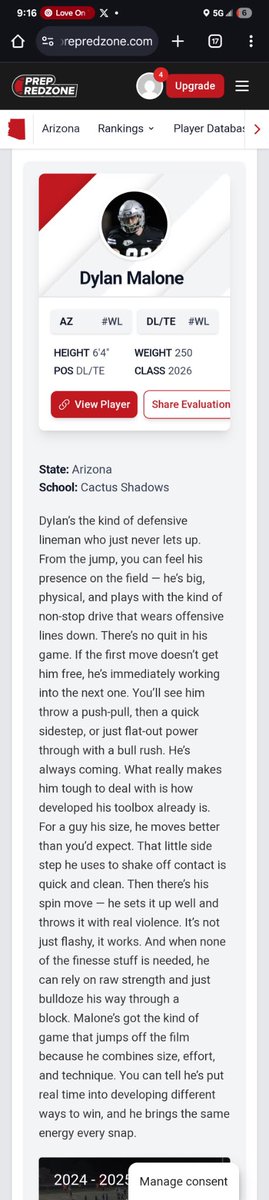 Dylan Malone (@dylanmalone2026) on Twitter photo Thank you very much! <a href="/thehonestupdate/">Hunter Tierney</a> for the write up!
<a href="/RonTBAOL/">Ron Sowers</a> <a href="/TheFactoryAZ/">TheFactoryPerformance</a> <a href="/1jesseggomez/">Jesse Gomez</a> <a href="/CoachCDII/">Chris Dixon II</a> <a href="/CSHSAthletics1/">CSHSAthletics</a> <a href="/CSFalconsFB/">Cactus Shadows Falcons football</a> <a href="/AceJustin1/">Ace Justin 🇵🇫⚜️</a> Thank you very much! <a href="/thehonestupdate/">Hunter Tierney</a> for the write up!
<a href="/RonTBAOL/">Ron Sowers</a> <a href="/TheFactoryAZ/">TheFactoryPerformance</a> <a href="/1jesseggomez/">Jesse Gomez</a> <a href="/CoachCDII/">Chris Dixon II</a> <a href="/CSHSAthletics1/">CSHSAthletics</a> <a href="/CSFalconsFB/">Cactus Shadows Falcons football</a> <a href="/AceJustin1/">Ace Justin 🇵🇫⚜️</a>