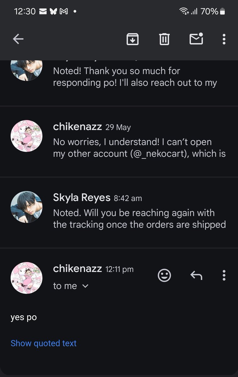 skylanyaa's tweet photo. @itsnawmepewe @mayu_monochrome @JINGLlN @ChiKenAzz She responded, so yes she will be emailing us when the orders are shipped out. https://t.co/DrtQcQbqdK