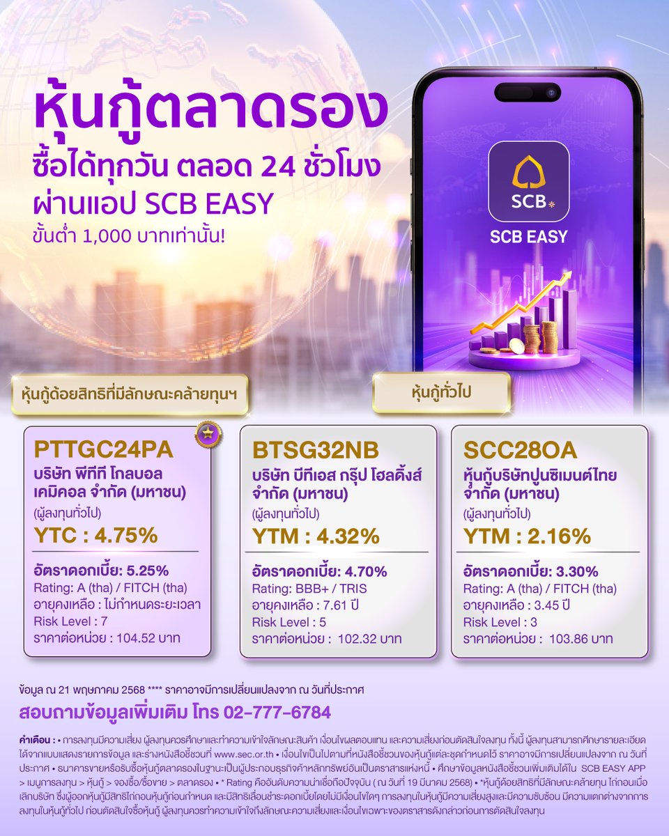 scb_thailand's tweet photo. หุ้นกู้ตลาดรอง
ซื้อขายหุ้นกู้ตลาดรอง ผ่านบัญชีหุ้นกู้ EASY-D ทุกที่ 24 ชั่วโมง บนแอป SCB EASY
รายละเอียดเพิ่มเติม คลิก https://t.co/Dkkbr3gmGw
#หุ้นกู้ตลาดรอง #SCBEASY #SCBตอบโจทย์เรื่องหุ้นกู้ #SCBEASYซื้อขายหุ้นกู้ตลาดรอง #EASYD #บัญชีหุ้นกู้อีซี่ดี #บัญชีหุ้นกู้EASYD https://t.co/wByD4lbysY