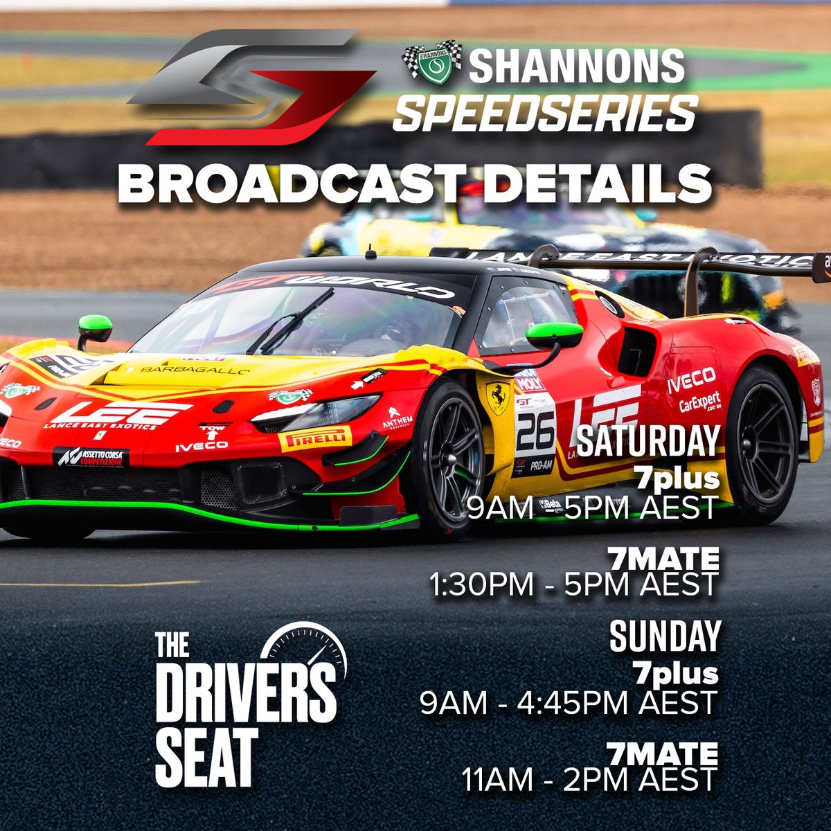 DriversSeatShow's tweet image. We're spoilt for choice with live and free motorsport on all weekend. The @SpeedSeriesAU from @QldRaceway  is on Saturday and Sunday on demand via @7plus and on your telly on #7mate!!