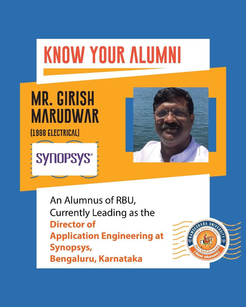 Proud to spotlight Mr. Girish Marudwar (1988 Electrical), RBU alumnus and Director of Application Engineering at Synopsys, Bengaluru. 🌟 His journey from student to industry leader continues to inspire the next generation of engineers.