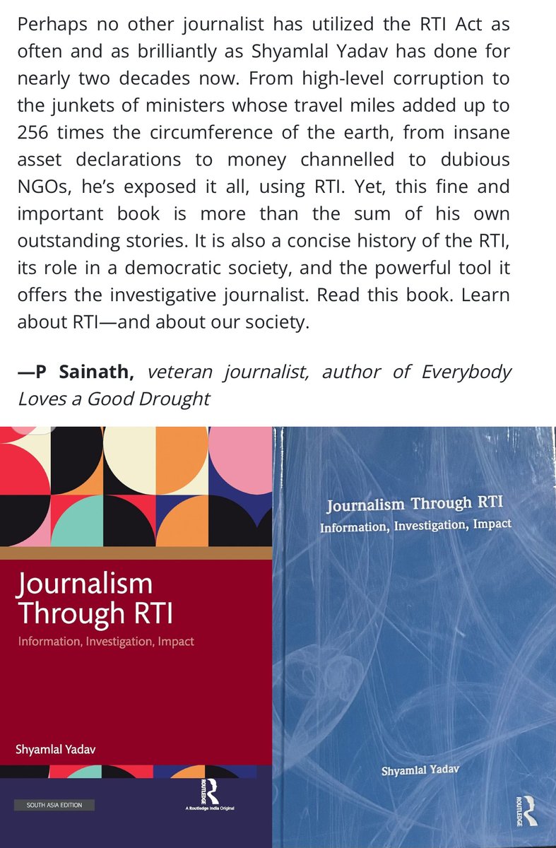 Shyamlal Yadav (@rtiexpress) on Twitter photo One year, two books, result of years of work... Here is endorsement by Sh <a href="/PSainath_org/">P. Sainath</a> for #JournalismThroughRTI & by Sh <a href="/sardesairajdeep/">Rajdeep Sardesai</a> for #AtTheHeartOfPower ... One year, two books, result of years of work... Here is endorsement by Sh <a href="/PSainath_org/">P. Sainath</a> for #JournalismThroughRTI & by Sh <a href="/sardesairajdeep/">Rajdeep Sardesai</a> for #AtTheHeartOfPower ...
