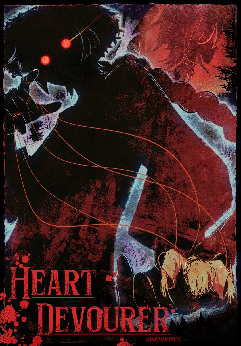 kinossum's tweet photo. I now present to you, the final chapter of Heart Devourer 🫀

Along with the reveal of this masterpiece by the wonderful artist Kass/k-scibblz!!! This is now the official cover art of the fic, and I am absolutely obsessed.

Please go read the end!
Fic and art cred links below⬇️ https://t.co/hxjXg16Mxv