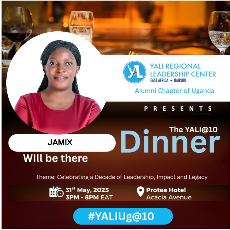 JAMILAH (@jamixcharity) on Twitter photo Today I will join the <a href="/YALIRLCAlumniUg/">YALIRLCEA Alumni- UG</a> Alumni to celebrate a great milestone; 10 years, a decade of dedication to #YouthEmpowerment and #CommunityTransformation
#YALIUgAt10 Today I will join the <a href="/YALIRLCAlumniUg/">YALIRLCEA Alumni- UG</a> Alumni to celebrate a great milestone; 10 years, a decade of dedication to #YouthEmpowerment and #CommunityTransformation
#YALIUgAt10