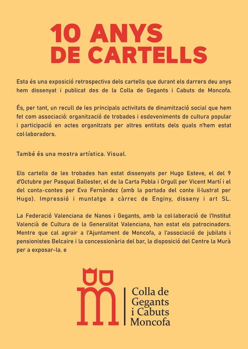 Divendres 23 es va inaugurar l'expo 10 ANYS DE CARTELLS al centre la Murà dintre dels ates celebració 10 aniversari