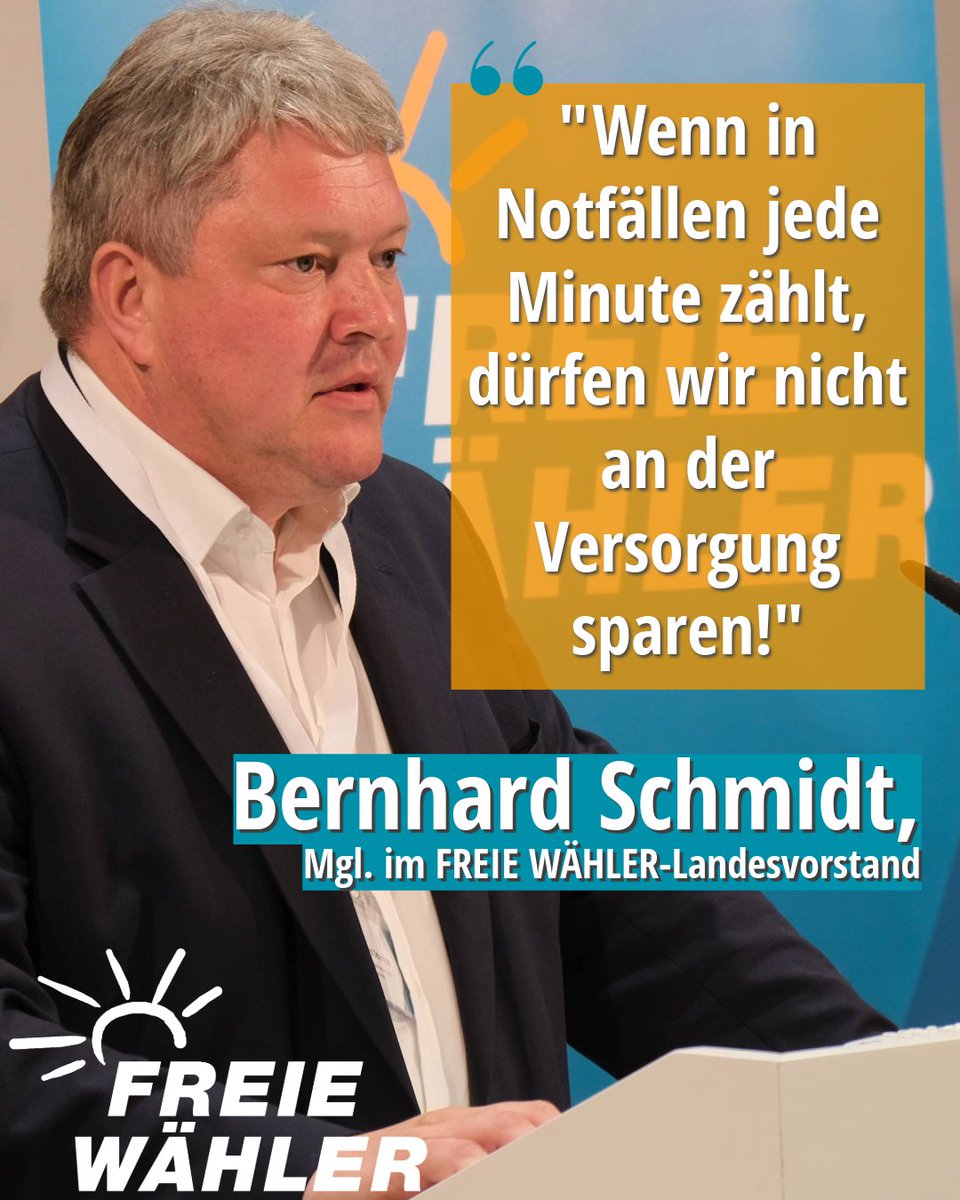 🚑 Bernhard Schmidt:
„Einstellungsstopp beim Rettungsdienst? Undenkbar! Wenn Einsätze steigen, braucht’s mehr Personal – nicht weniger.“

👉 Als Klinik-Aufsichtsrat &amp; Kreisrat weiß er: Gesundheitsversorgung muss auch auf dem Land sicher bleiben.

#FREIEWÄHLER