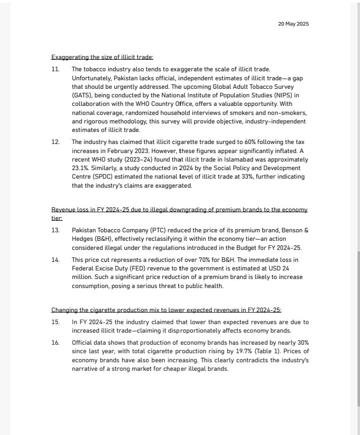 PACTPak's tweet image. Tobacco industry in Pakistan is undermining tax policy through stockpiling, misreporting illicit trade, and illegally downgrading brands—tactics exposed in the latest WHO-backed brief. Don’t fall for their narrative. Strong tobacco taxes work.
@WHOPakistan
#WNTD2025Pakistan