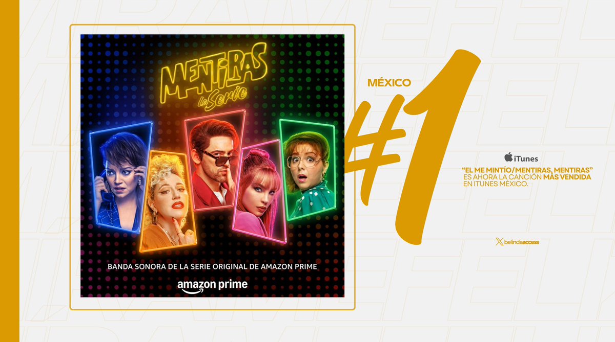 BelindaAccess's tweet image. “El Me Mintió/Mentiras, Mentiras” se apodera de la posición #1 y es ahora la canción MÁS vendida en iTunes México. 🇲🇽