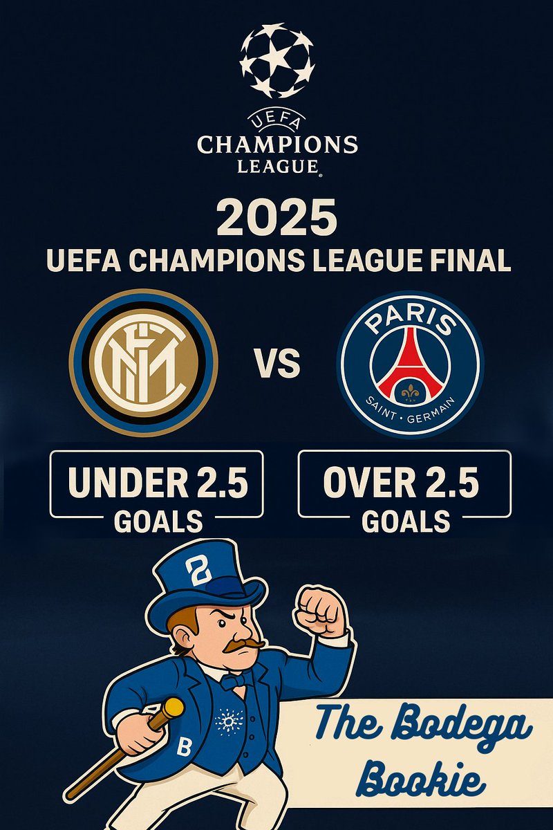 TheBodegaBookie's tweet photo. Less than two hours left to bet on the champions league final! 

Under 2.5 Goals: 2.20x
Over 2.5 Goals:    1.83x

https://t.co/NJxINZ1M7c

Some info to help with your prediction 👇🧵 https://t.co/hJqRoUX43e
