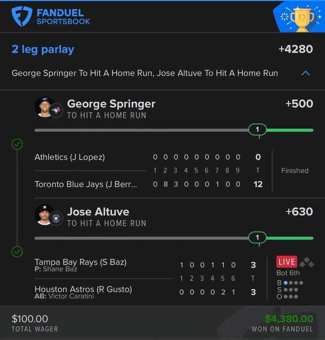 jazminbrookss's tweet photo. @MLBHR i just want to say thank you so much @WaveyWins 

yesterday an today youve made me so much money. legit just joined 6 days ago lol https://t.co/ESmTW2PVvA