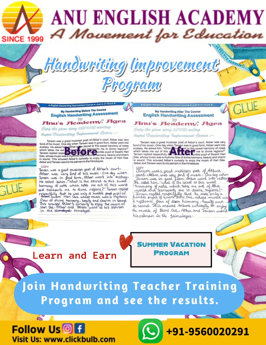 anu_english's tweet photo. Can Handwriting Really Improve This Much? Yes! Just check out the before-after results!
This #SummerVacation, boost your child’s writing skills with ✍️ Anu English Academy.
#HandwritingImprovement #StartYourBusiness #Tutors #AnusEnglishAcademy #Students #Homemakers https://t.co/WbwT0vcTfE