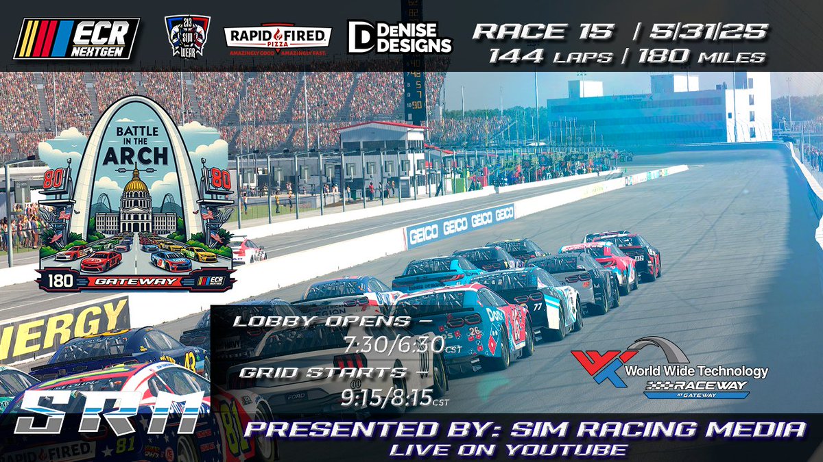 Raceday! After being off for the holiday were back as we get to Gateway for 180 miles of racing. Drivers will be fighting for grip all race. Who will come away with the 🏆

Tune in as <a href="/SimRacingMedia1/">Sim Racing Media</a> calls the race live on <a href="/YouTube/">YouTube</a> 

Link for the race
youtube.com/live/W8zKdsjoH…
