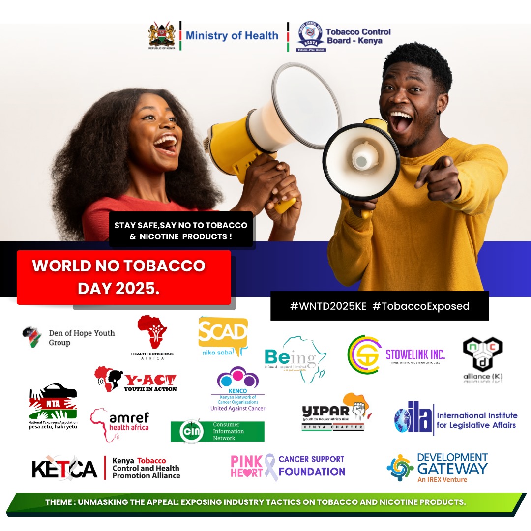 NCD Alliance Kenya (@ncdallianceke) on Twitter photo This #WNTD2025KE, we call for the complete removal of e-cigarettes, nicotine pouches, and other emerging tobacco products from the Kenyan market; they are not harmless alternatives โ theyโre the tobacco industryโs rebranded trap!
<a href="/MOH_Kenya/">Ministry of Health</a> letโs unmask the appeal. This #WNTD2025KE, we call for the complete removal of e-cigarettes, nicotine pouches, and other emerging tobacco products from the Kenyan market; they are not harmless alternatives โ theyโre the tobacco industryโs rebranded trap!
<a href="/MOH_Kenya/">Ministry of Health</a> letโs unmask the appeal.