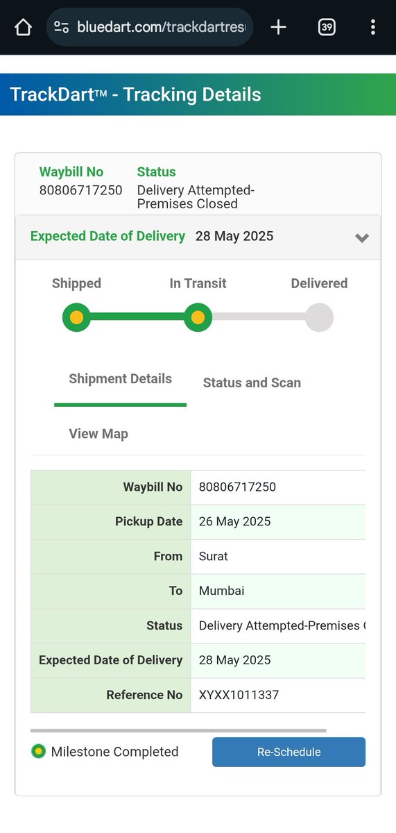 maddy0501's tweet photo. @BlueDart_ I have been expecting the delivery of my order since May 28th. However,each day I receive a different reason for the delay.None of your delivery personnel have contacted me or attempted to reach out in any way. https://t.co/QKTC2WxnIU
