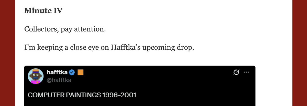 Congrats <a href="/hafftka/">hafftka</a> for being featured by <a href="/CozomoMedici/">Cozomo de’ Medici</a>. Looking forward to COMPUTER PAINTINGS 1996-2001 🔥