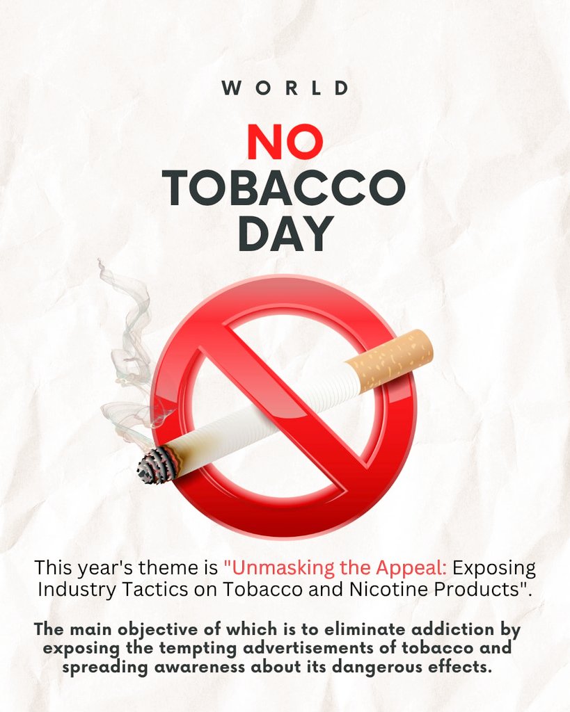 Tobacco doesn’t just harm you, it harms everyone around you. 
Break free from the trap. Choose health. Choose life.
#WorldNoTobaccoDay2025