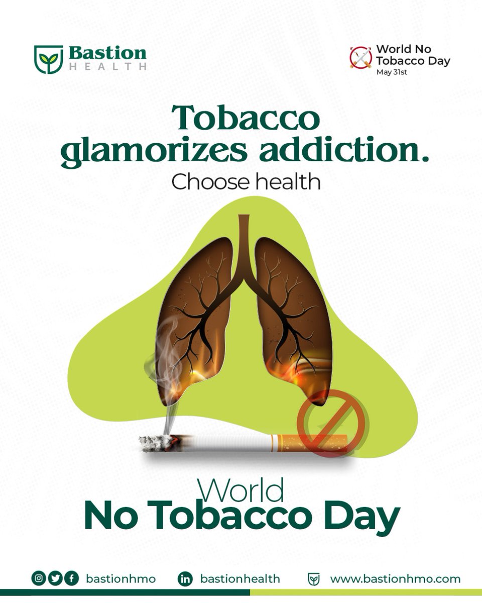 bastionhmo's tweet photo. Say goodbye to tobacco and Hello to a healthier you! 

#BastionHealth #BastionHMO #NoTobaccoDay #May31 #WeCare https://t.co/ZYxTzSuIDE