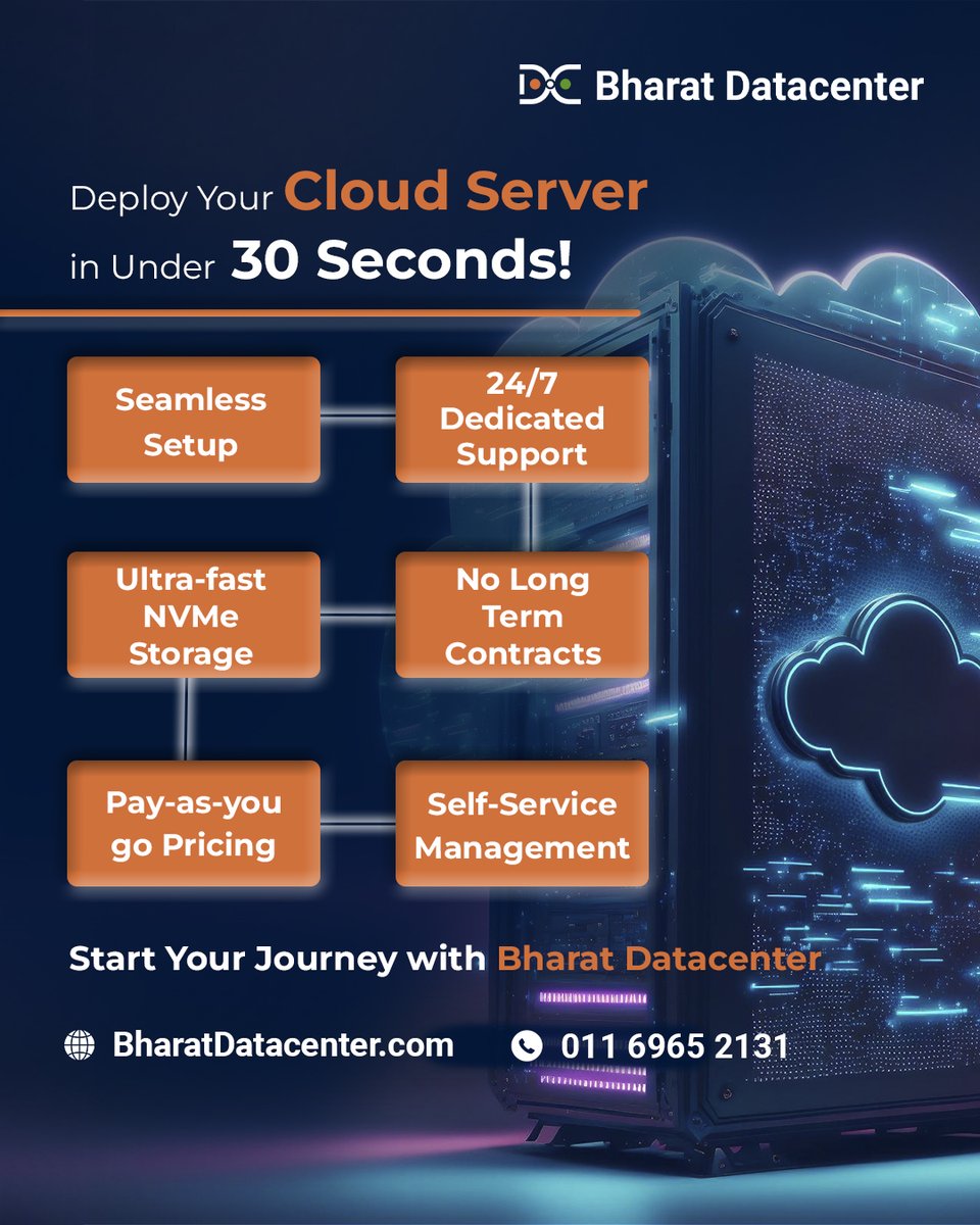 b_datacenter's tweet image. 🚀 Launch Your Cloud Server in Just 30 Seconds!

🌐 BharatDatacenter.com
📞 011 6965 2131

#BharatDatacenter #CloudServer #InstantDeployment #NVMeHosting #PayAsYouGo #SelfServiceCloud #NoContracts #CloudInfrastructure #StartupReady #DevOpsHosting