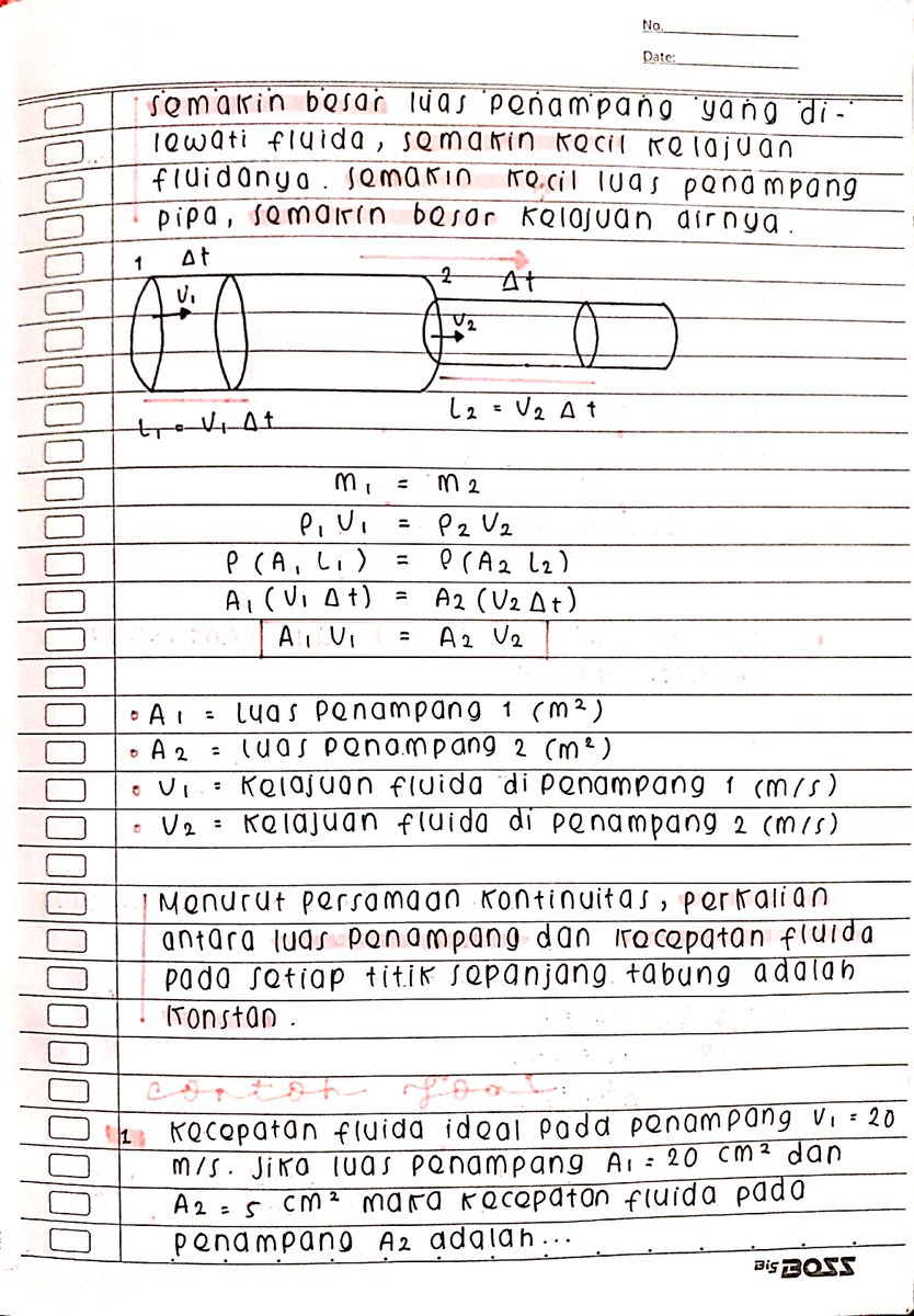 archuitect's tweet photo. catatan fisika kelas 11
✦ ࣪ ₊ fluida dinamis: persamaan kontinuitas, hukum bernoulli, teorema torricelli. https://t.co/2dpJZmCO0y