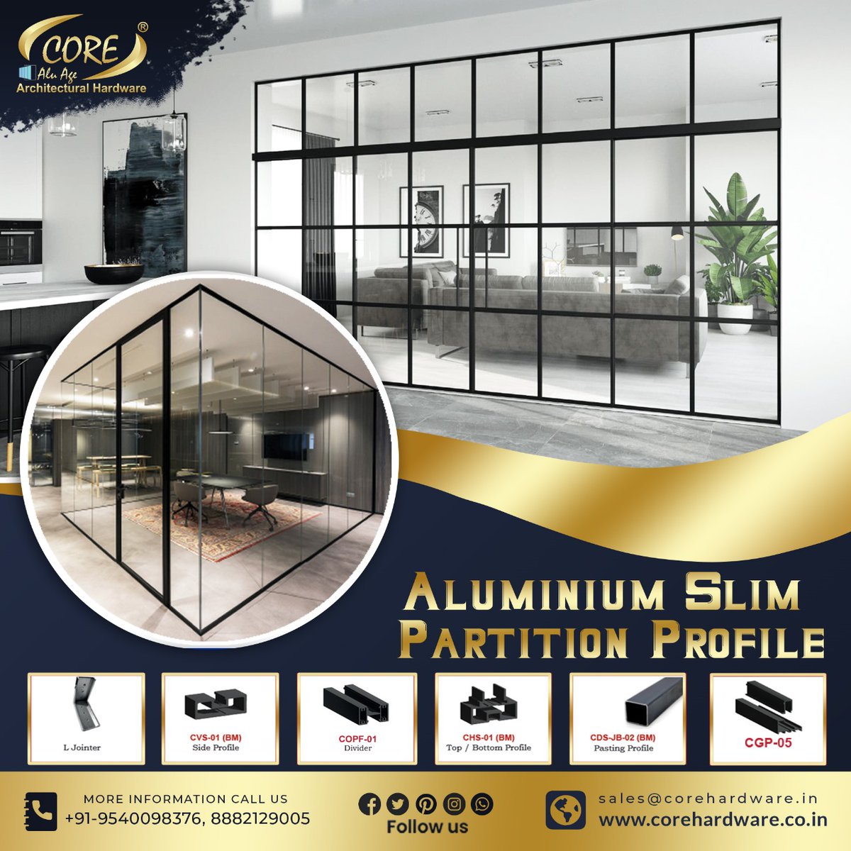 corealuage's tweet image. Upgrade your workspace with Core’s sleek Aluminium Slim Partition Profiles — stylish, functional, and perfect for modern, flexible office designs. Elevate your interiors with Core Architectural Hardware today!

#AluminiumPartition #WorkSpace #SlimFrame #Design  #CoreHardware