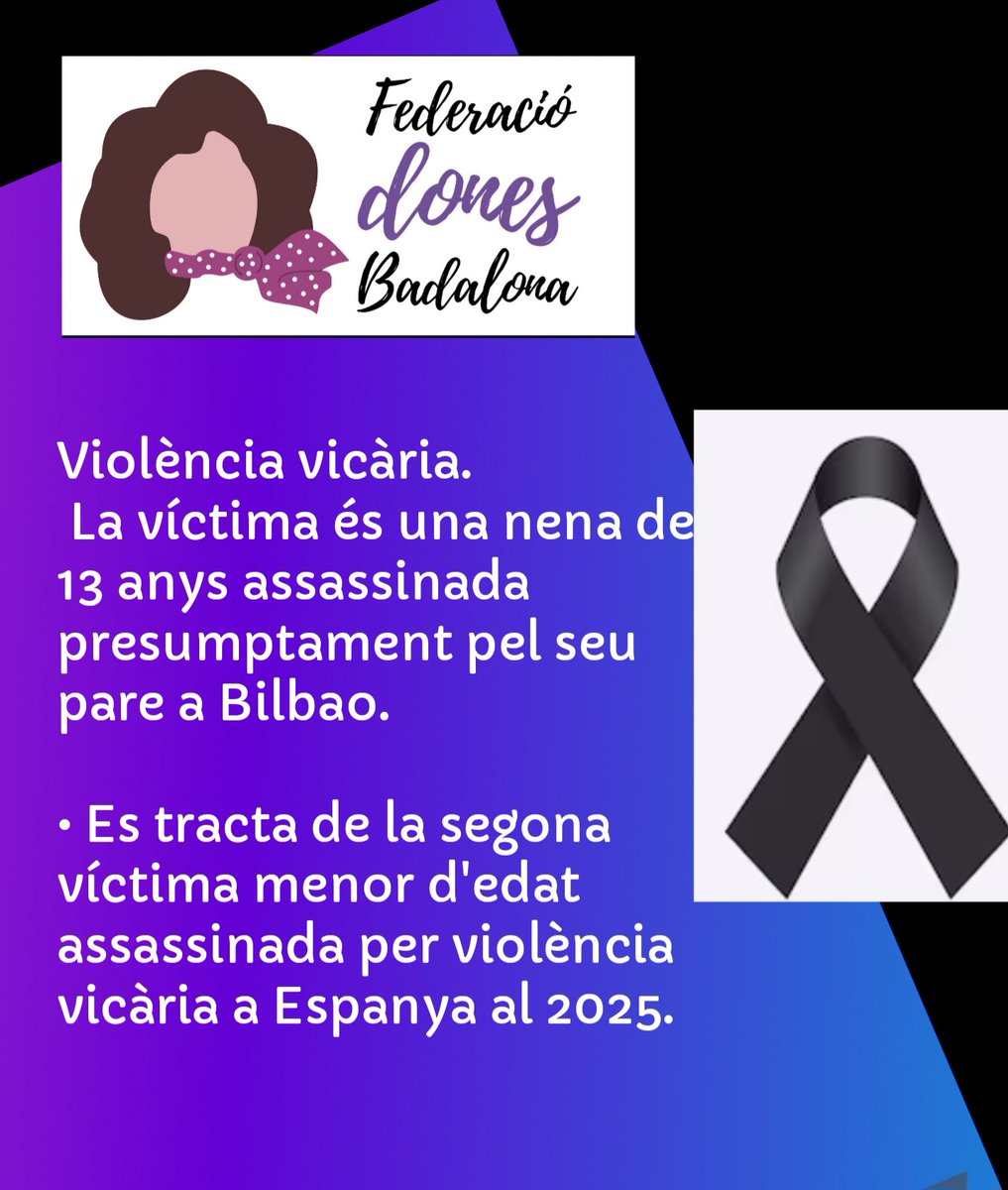 Aquests assassinats de violència vicària mostren el problema de la violència masclista.
#fartesdeviolènciamasclista 
#federaciódonesbadalona
