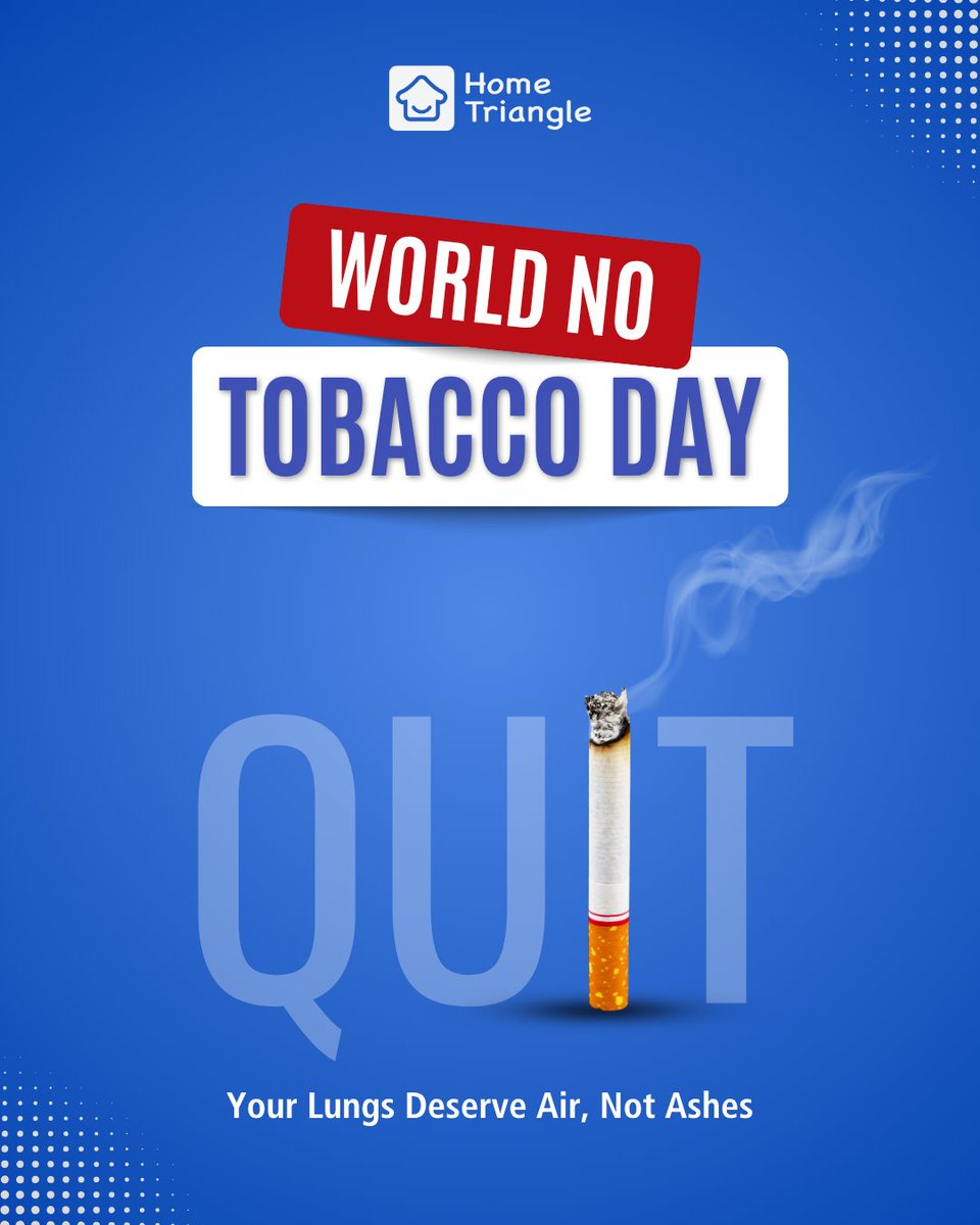 HomeTriangle's tweet image. 🚭 Tobacco is killing silently.
📉 17.8% of India’s deaths were tobacco-related.
💔 3,600 lives lost daily.
🏠 At HomeTriangle, we say: Protect your home, protect your family.
#WorldNoTobaccoDay #QuitTobacco #TobaccoKills #HomeTriangleCares