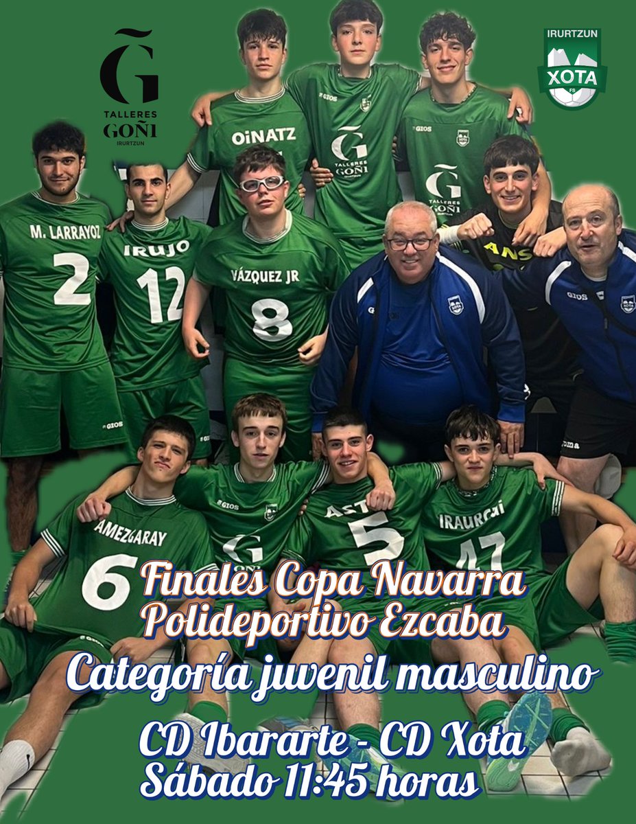 Fundacionxota (@cdxota_base) on Twitter photo Desde las 11:45 horas en el polideportivo Ezcaba, nuestros juveniles del <a href="/CDXOTA/">OSASUNA MAGNA</a> disputan la final de Copa Navarra ante <a href="/CDIbararte/">C.D. Ibararte</a>. Los actuales campeones y subcampeones de liga se disputan nuevamente un título. A por todas y a seguir creciendo, en una temporada de ensueño Desde las 11:45 horas en el polideportivo Ezcaba, nuestros juveniles del <a href="/CDXOTA/">OSASUNA MAGNA</a> disputan la final de Copa Navarra ante <a href="/CDIbararte/">C.D. Ibararte</a>. Los actuales campeones y subcampeones de liga se disputan nuevamente un título. A por todas y a seguir creciendo, en una temporada de ensueño