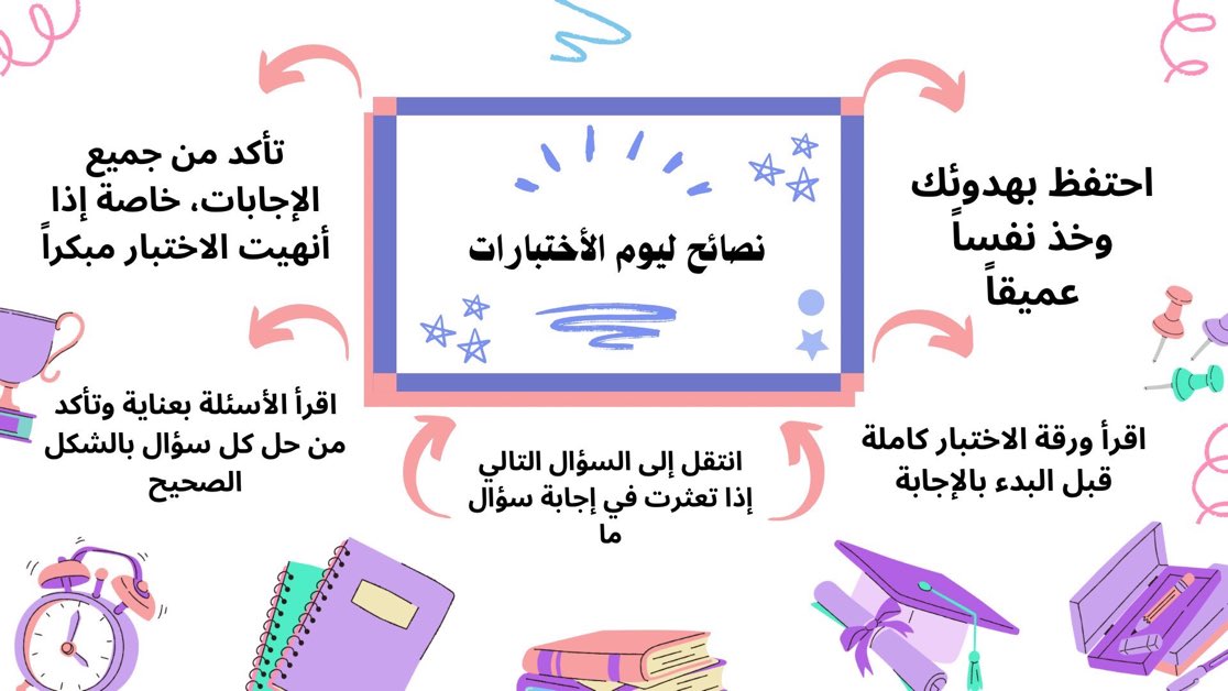 مدرسة الشيخ محمد بن عمر المدادي (٥-١٢) (@sheikh_m_o_m_s) on Twitter photo يبدأ غدًا أبناؤنا الطلبة اختبارات #الفصل_الدراسي_الثاني لصفوف النقل .وبهذه المناسبة، نتمنى لهم كل التوفيق والنجاح، وندعوهم للاستعداد الجيد والتحلي بالثقة والهدوء أثناء أداء الاختبارات.
كما نحث أولياء الأمور على دعم أبنائهم وتوفير البيئة المناسبة للمذاكرة
#تعلم_مستدام
<a href="/EduGovDkh/">تعليمية الداخلية</a> يبدأ غدًا أبناؤنا الطلبة اختبارات #الفصل_الدراسي_الثاني لصفوف النقل .وبهذه المناسبة، نتمنى لهم كل التوفيق والنجاح، وندعوهم للاستعداد الجيد والتحلي بالثقة والهدوء أثناء أداء الاختبارات.
كما نحث أولياء الأمور على دعم أبنائهم وتوفير البيئة المناسبة للمذاكرة
#تعلم_مستدام
<a href="/EduGovDkh/">تعليمية الداخلية</a>