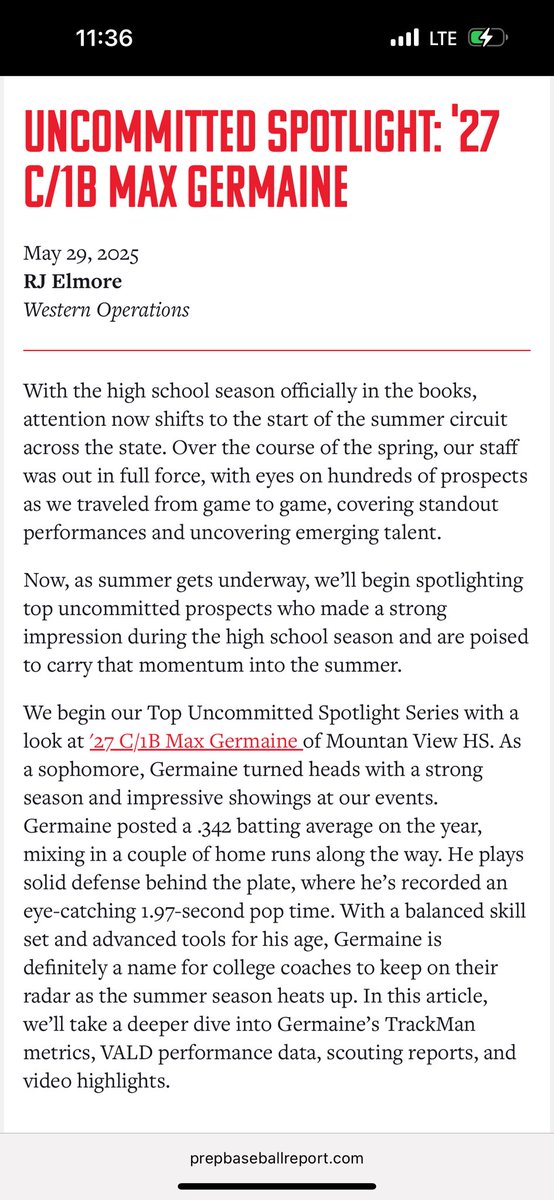 Max Germaine (@maxgermainejr) on Twitter photo Thank you for the article <a href="/PrepBaseballAZ/">Prep Baseball Arizona</a> <a href="/prepbaseball/">Prep Baseball</a>
Uncommitted Spotlight: '27 C/1B Max Germaine prepbaseballreport.com/news/AZ/uncomm… Thank you for the article <a href="/PrepBaseballAZ/">Prep Baseball Arizona</a> <a href="/prepbaseball/">Prep Baseball</a>
Uncommitted Spotlight: '27 C/1B Max Germaine prepbaseballreport.com/news/AZ/uncomm…