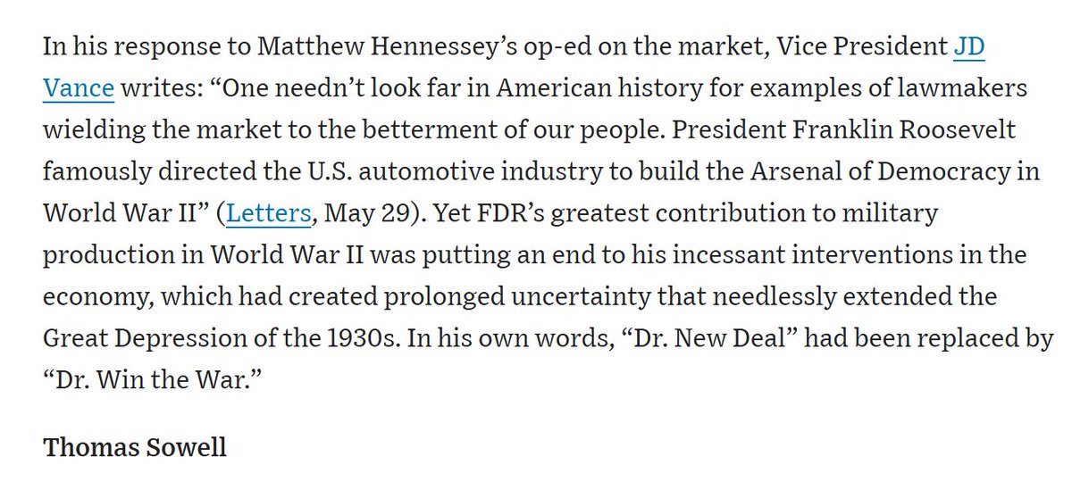 Thomas Sowell smacks down <a href="/JDVance/">JD Vance</a>'s FDR fandom in the WSJ.