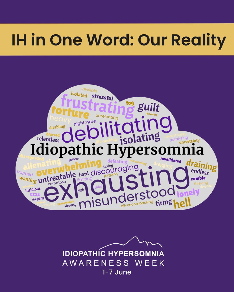 We asked people with IH to describe it in one word &amp; this is what they said.

Exhausting, isolating, debilitating &amp; misunderstood say it all. IH isn’t just being tired. It’s a serious, life-altering neurological disorder.

What is IDIOPATHIC HYPERSOMNIA? bit.ly/IHFacts