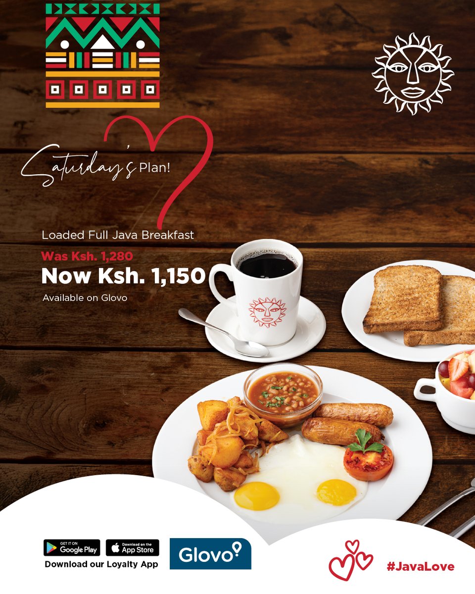 Last chance to enjoy our Loaded Java Full Breakfast straight to your doorstep from Glovo.
#WeDeliver #JavaLove