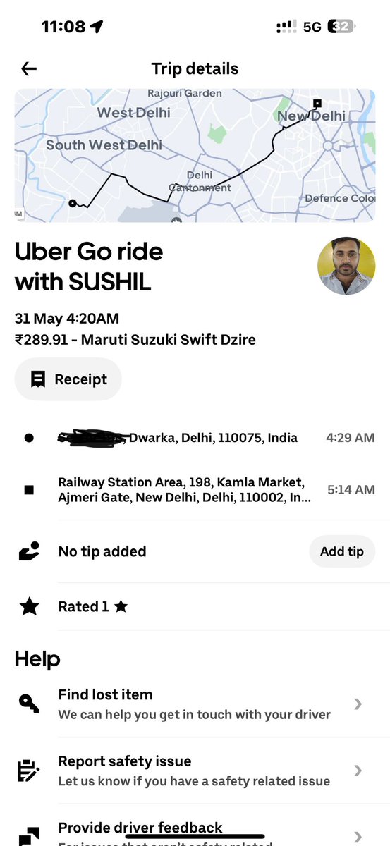 jecnishant's tweet photo. Booked @Uber after an Ola issue. Uber Driver stopped 400-500m before the station, demanded ₹350 (fare was ₹289). I paid as I was rushing for my train, then had to take an auto for ₹50. Please refund the excess amt Rs 111. #UberIndia @Uber_Support https://t.co/IEcQ66ZkO0