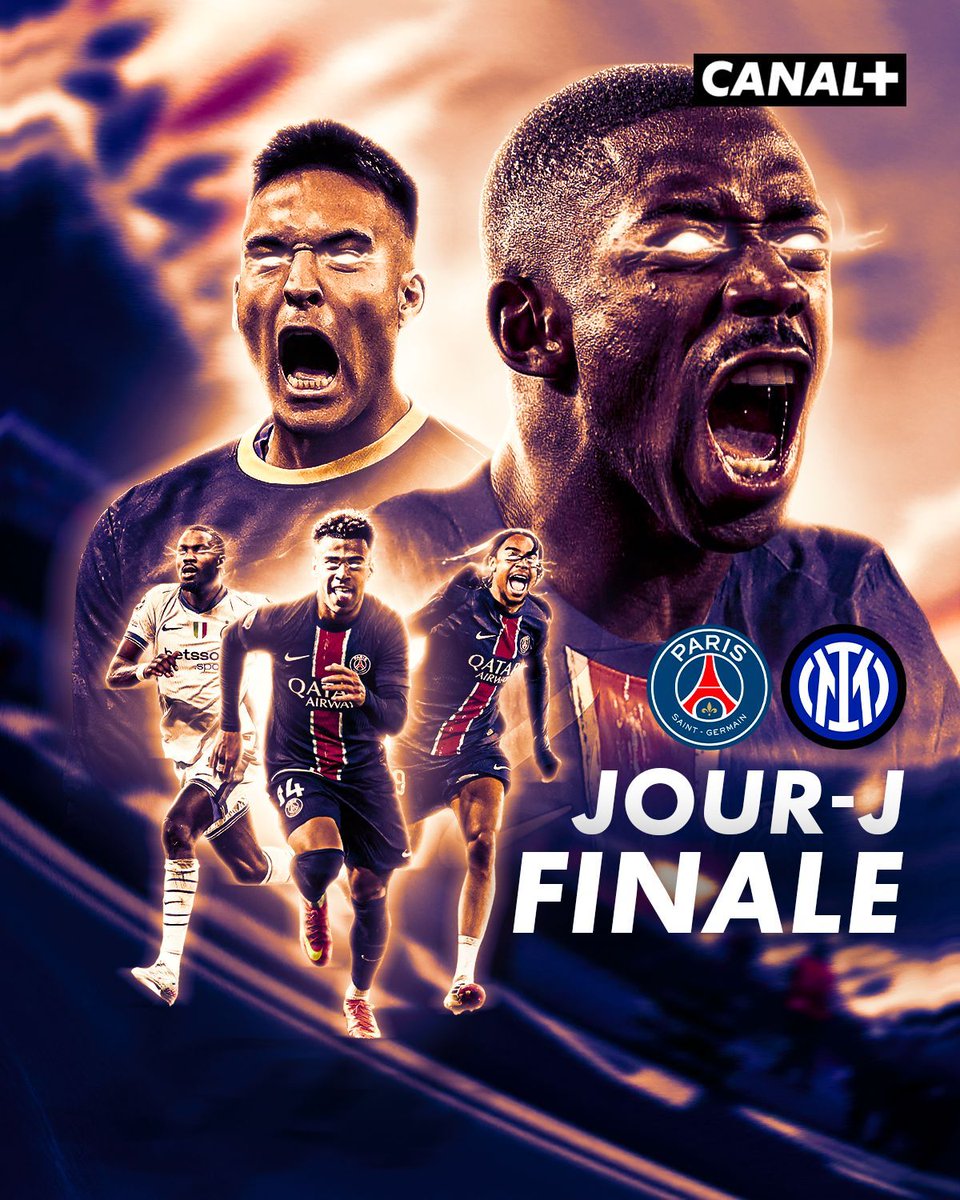 Nous y sommes 🔥

Coup d'envoi de PSG/Inter Milan, finale de Ligue des Champions, à 21H00 sur CANAL+.

#PSGInter #UCLfinal