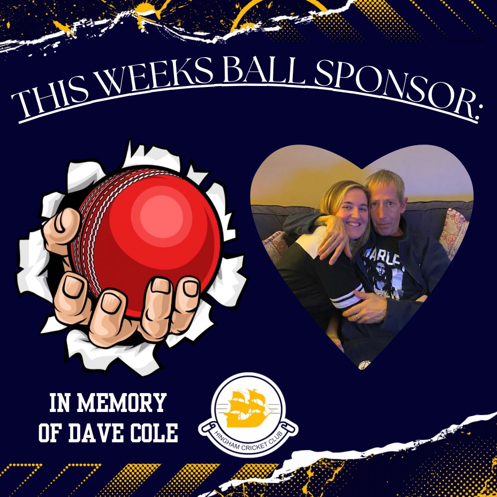 This weeks ball sponsor is dedicated in memory of Dave Cole, father of our very own Becky who continues to do amazing things on &amp; off the wicket in his memory &amp; has raised thousands for charity in doing so. ❤️‍🩹🏏