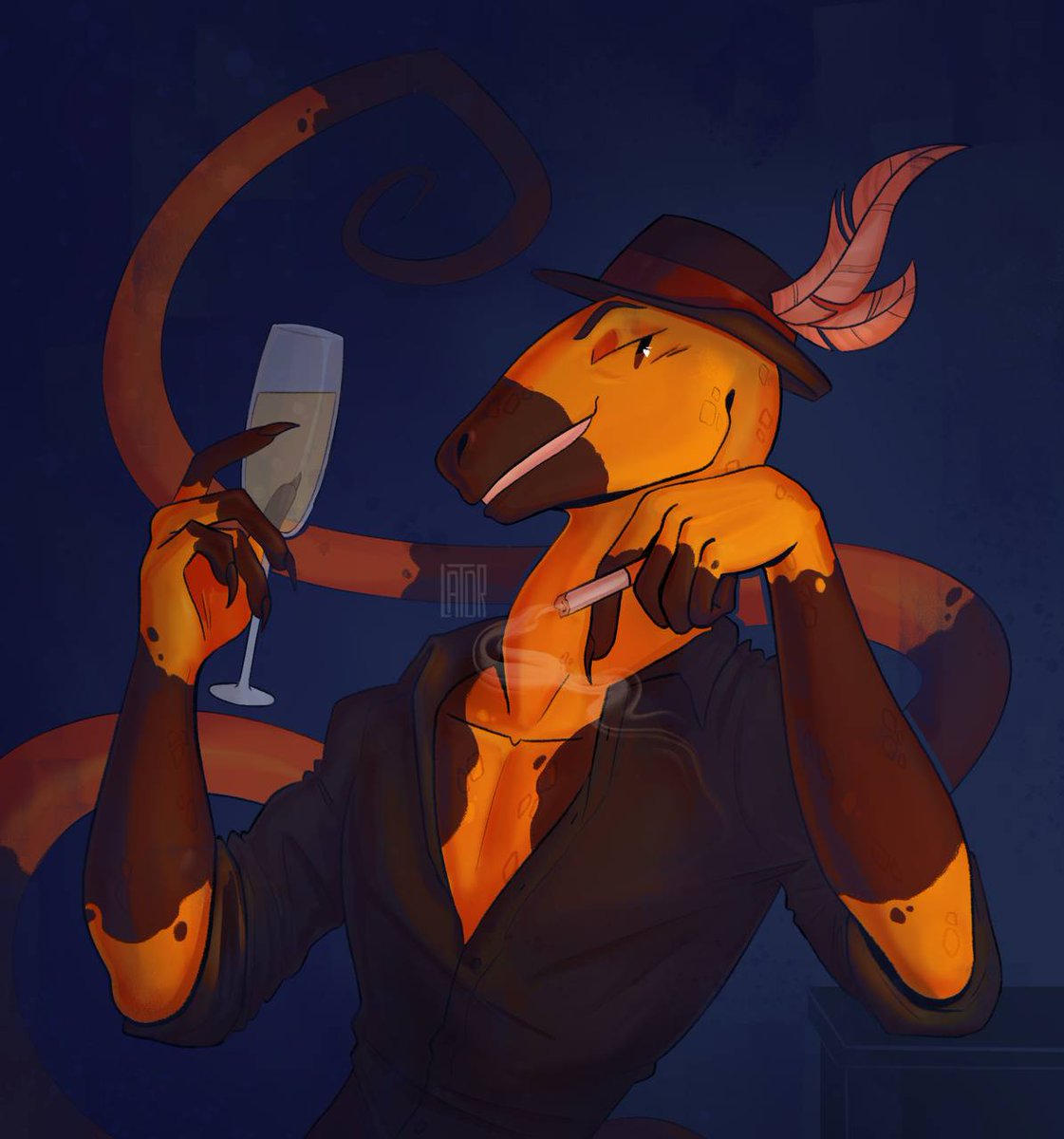 lator_art's tweet photo. My slippery, scaly boy. He might be a tad bit edgy, but I love him anyway.
A new character to my roster of ocs- Lithe
#furry  #furrylizard #furryart https://t.co/xxXxY5Ojfa