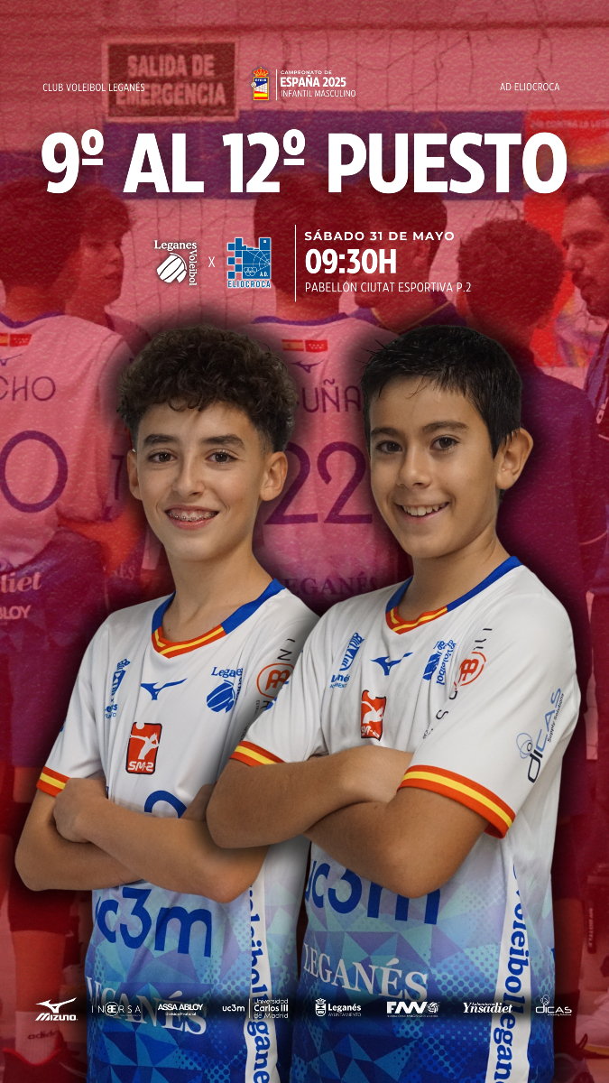 VoleibolLeganes's tweet image. 🏆 9º al 12º Puesto | Campeonato de España Infantil Masculino

🆚 AD Eliocroca
⏰ 09:30h
🏟️ Pabellón Ciutat Esportiva P.2

#VamosLega 💙🤍
#MejorCanteraESP 💪🇪🇸