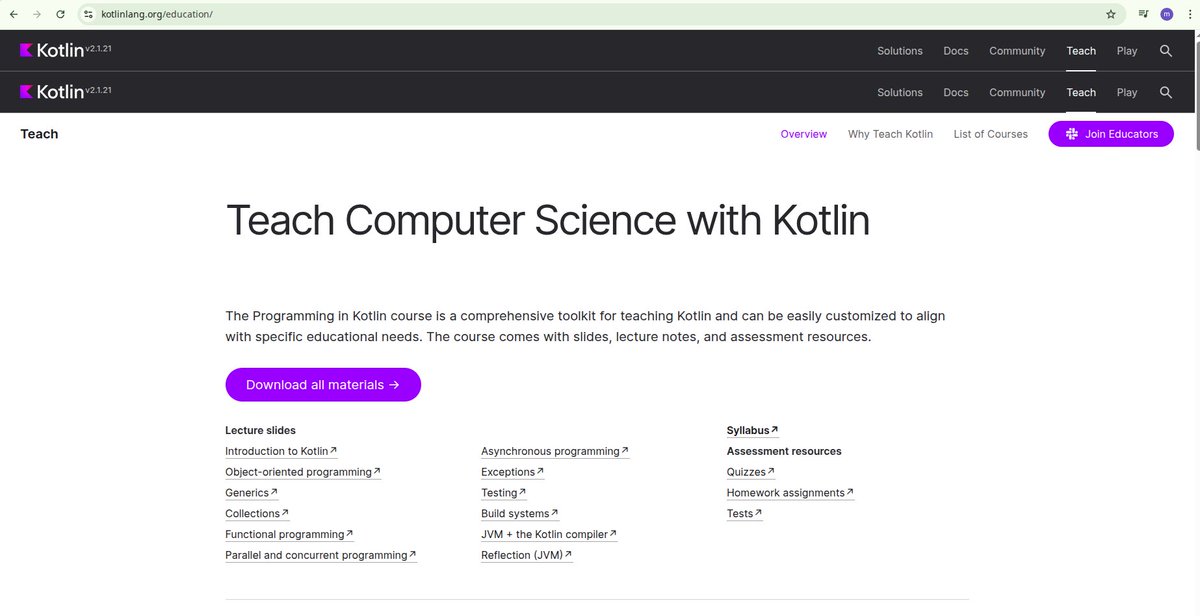 dopamine0112's tweet image. Hey @kotlin  , I noticed a UI bug on the Teach page — two nav bars are appearing at the top (screenshot attached). Just wanted to flag it so it can be fixed. Thanks for the great Kotlin learning resources! 🙌 #Kotlin #UXBug