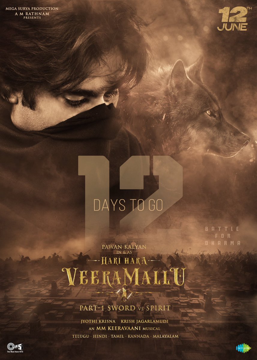 AM Rathnam (@amrathnamofl) on Twitter photo Fierce in BATTLE. 💥
Fearless in SPIRIT. 🔥
Bound by DHARMA. ⚔️
#HariHaraVeeraMallu arrives in 12 DAYS!! 🏹
#HHVMonJune12th #HHVM #DharmaBattle #VeeraMallu
Powerstar <a href="/PawanKalyan/">Pawan Kalyan</a> <a href="/thedeol/">Bobby Deol</a> #SatyaRaj <a href="/AgerwalNidhhi/">Nidhhi Agerwal 🌟 Panchami</a> <a href="/amjothikrishna/">jyothi krisna</a> <a href="/mmkeeravaani/">mmkeeravaani</a> <a href="/ADayakarRao2/">A Dayakar Rao</a> @Manojdft Fierce in BATTLE. 💥
Fearless in SPIRIT. 🔥
Bound by DHARMA. ⚔️
#HariHaraVeeraMallu arrives in 12 DAYS!! 🏹
#HHVMonJune12th #HHVM #DharmaBattle #VeeraMallu
Powerstar <a href="/PawanKalyan/">Pawan Kalyan</a> <a href="/thedeol/">Bobby Deol</a> #SatyaRaj <a href="/AgerwalNidhhi/">Nidhhi Agerwal 🌟 Panchami</a> <a href="/amjothikrishna/">jyothi krisna</a> <a href="/mmkeeravaani/">mmkeeravaani</a> <a href="/ADayakarRao2/">A Dayakar Rao</a> @Manojdft