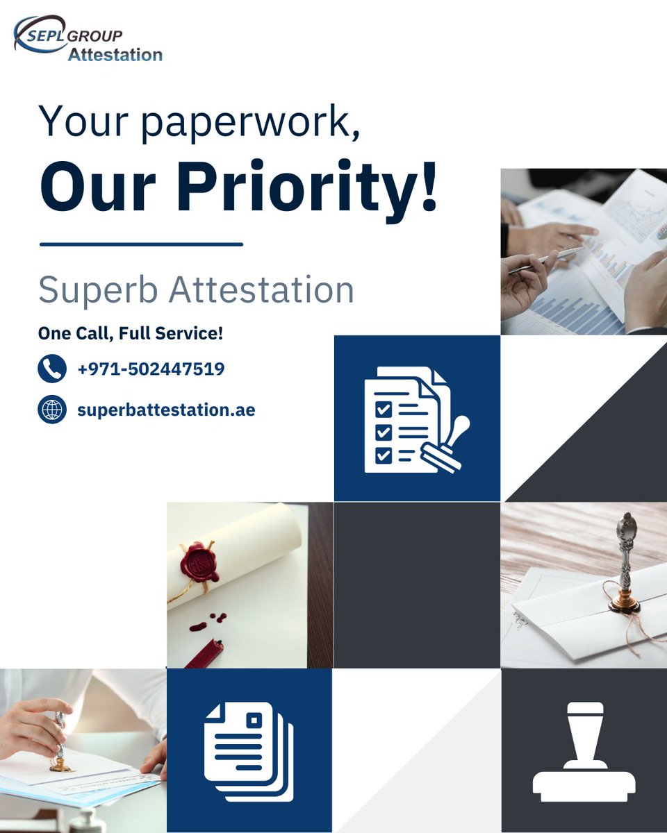 SEPLDocument's tweet photo. Need your documents attested? ππ
From educational to personal & commercial β we handle it all with trusted attestation services in Dubai!
π +971-502447519
π https://t.co/jxnJwHxJSC
#AttestationServices #MOFAAttestation #DubaiUAE #DocumentClearing #UAEEmbassy #DubaiServices https://t.co/ruAa6qZUxe